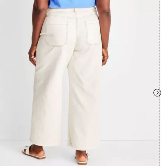 🆕👖High-Rise Raw Edge Ecru Jeans - Picture 3 of 3